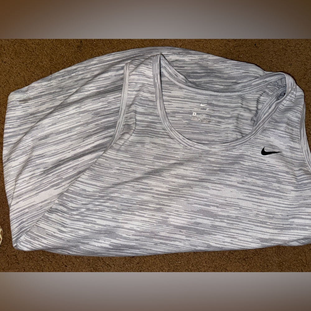 Nike White and Gray Racer Back Tank Top